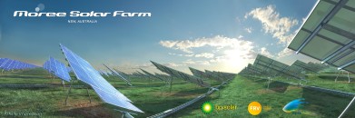 Solar Panels in large field against sky